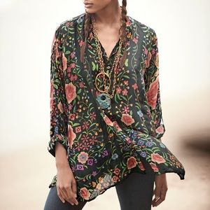 Johnny Was Emby Button Front Floral Print Blouse